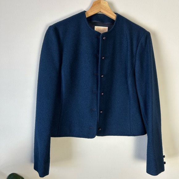Vintage 80’s Pendleton Jacket Navy Blue Wool Short Cropped Bolero - Picture 10 of 12